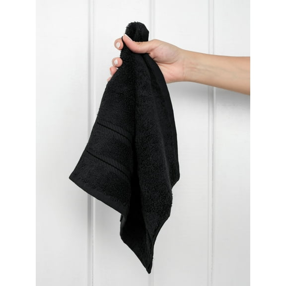 American Soft Linen Washcloth 100% Cotton 1 Piece Luxury Washcloth, Black