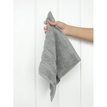 American Soft Linen Washcloth 100% Cotton 1 Piece Luxury Washcloth, Light Grey
