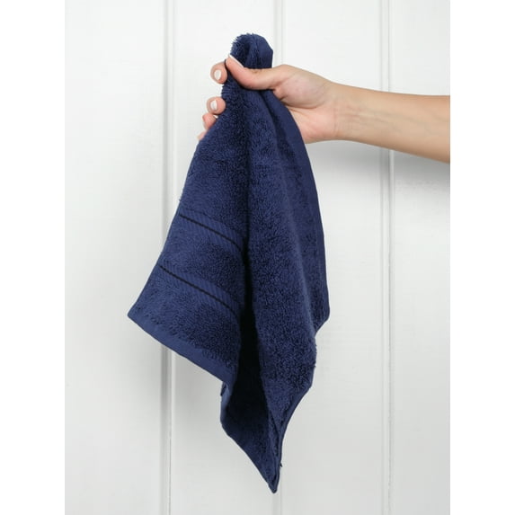 American Soft Linen Washcloth 100% Cotton 1 Piece Luxury Washcloth, Navy Blue