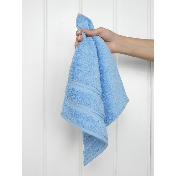 American Soft Linen Washcloth 100% Cotton 1 Piece Luxury Washcloth, Sky Blue