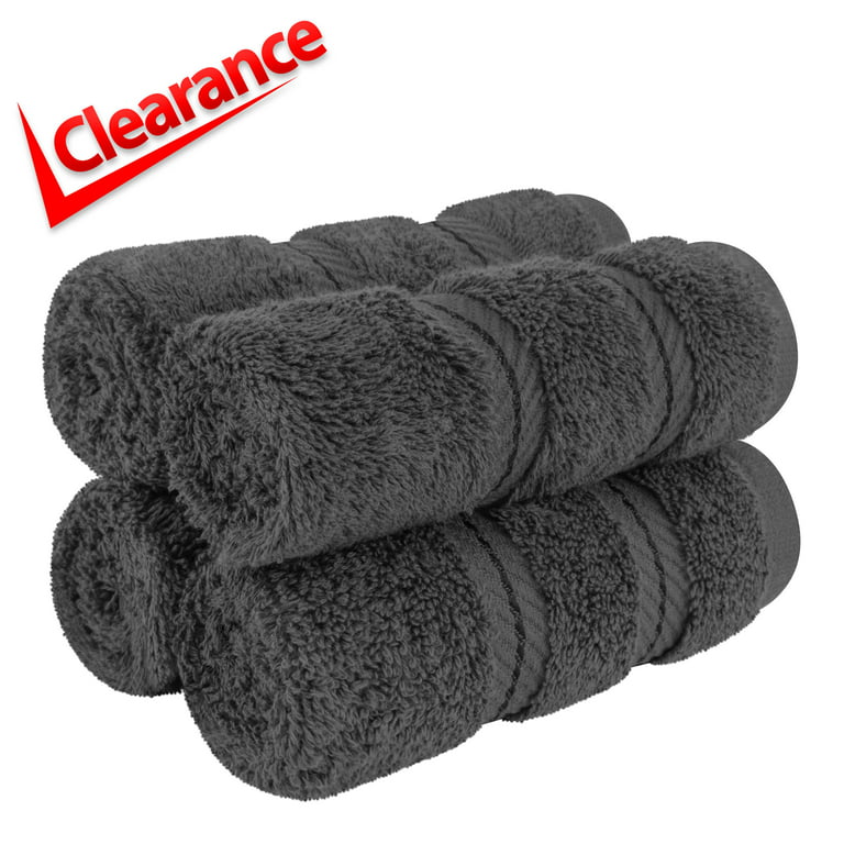 American Soft Linen Washcloth Set 100% Turkish Cotton 4 Piece Face Hand Towels for Bathroom and Kitchen - Dark Gray