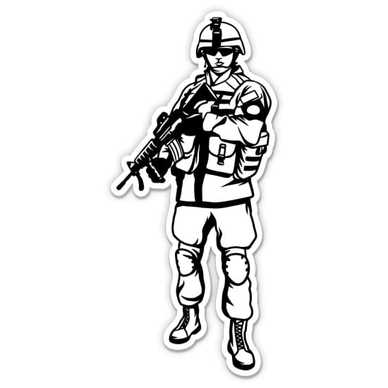 American Soldier - 3" Vinyl Sticker - For Car Laptop Water Bottle Phone - Waterproof Decal