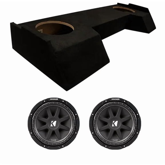 American Sound Connection Compatible with 2019-2025 Dodge Ram Crew Cab 43C104 Dual 10" Subwoofer 300W Loaded Sealed Sub Box Enclosure Bundle