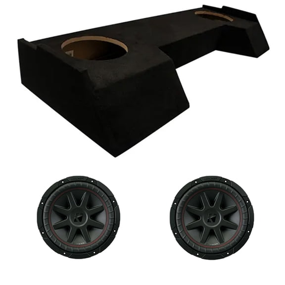American Sound Connection Compatible with 2019-2025 Dodge Ram Crew Cab 43CVR104 Dual 10" Subwoofer 700W Loaded Sealed Sub Box Enclosure Bundle