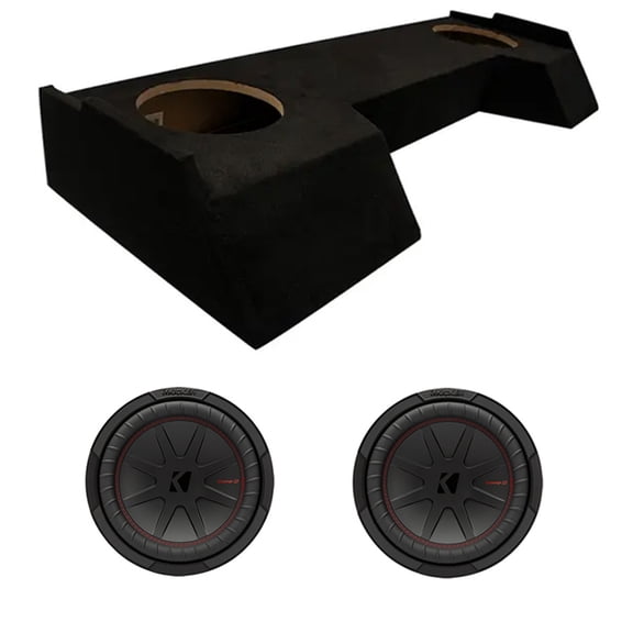 American Sound Connection Compatible with 2019-2025 Dodge Ram Crew Cab 48CWR104 Dual 10" Subwoofer 800W Loaded Sealed Sub Box Enclosure Bundle