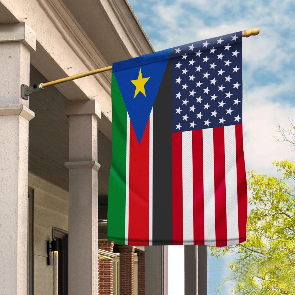 American South Sudan Flag South Sudanese Friendship U.S.A Memorial Day Patriotic For Garden Flag, Double-Sided Decorative Outdoor Flag, Polyester Yard Flag 12 x 18 in