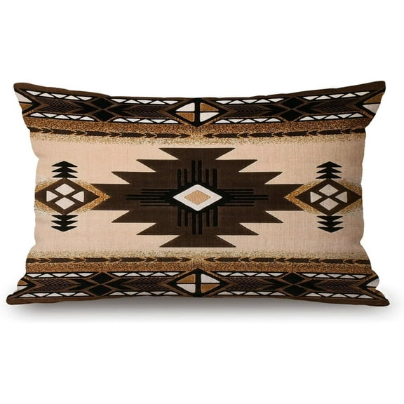 American Southwest Aztec Pillow Covers 12" x 20" Lumbar Pillow Covers Home Decorative Cotton Linen Cushion Case for Sofa Couch Housewarming Family Room Décor