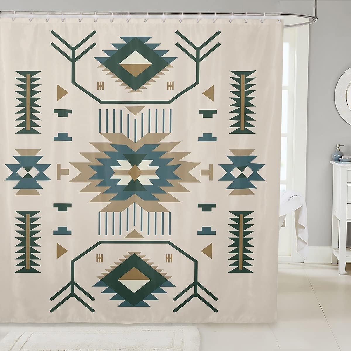 Southwestern Duschvorhang Im Azteken-Design – Wasserdicht, Boho-style, 152x183 Cm