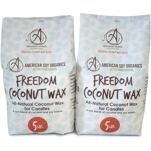 American Soy Organics Freedom Coconut Soy Wax Beads for Candle Making - Natural Candle Making Supplies - Paraffin-Free,Beeswax-Free Coconut Candle Wax for Container Candles,Tealights,Wax Melts 10 lbs
