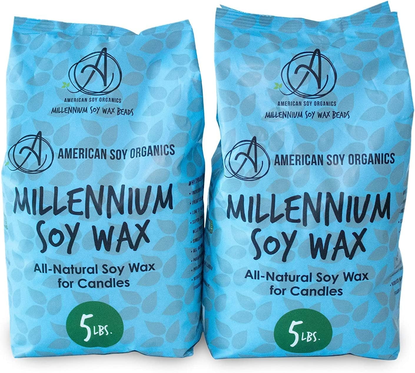 American Soy Organics Millennium Wax 10 lb Bag of Natural Soy Wax for Candle Making 5 Pound