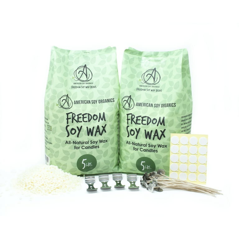 American Soy Organics- 10 lb of Freedom Soy Wax Beads for Candle Making –  Microwavable Soy Wax Beads – Premium Soy Candle Making Supplies