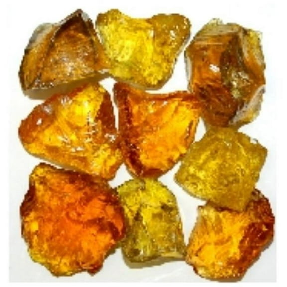 American Specialty Glass Recycled Chunky Glass 0.5-1" Crystal Amber Fire Glass, 3 lbs