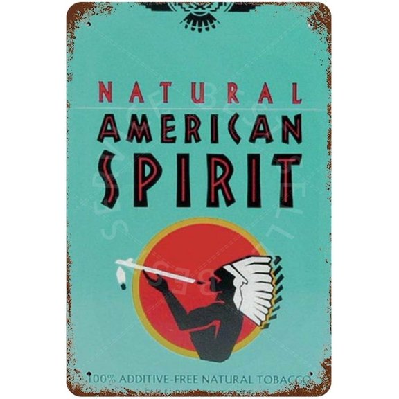 American Spirit Cigarettes Retro Tin Signs Wall Decor Vintage Style Metal Signs for Kitchen Home Office Bar Cafe Decor 8x12 Inch