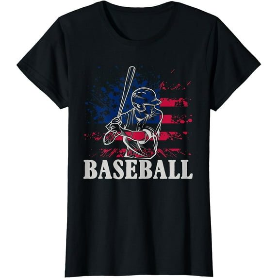 American Sport Baseball Player US Flag Batter Baseball T-Shirt