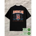 thumbnail image 1 of Greenink American Sports Team men's 180G 100% Cotton black Fashion Unisex Shirt Short Sleeve tshirts Trendy Unisex Shirt Short Sleeve tshirts Classic Unisex Shirt Printed tshirts, 1 of 7