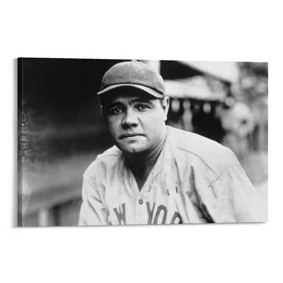 American Sportsmen Babe Ruth Black And White Poster Wall Art Poster Scroll Canvas Painting Picture Living Room Decor Home 16x24inch(40x60cm)