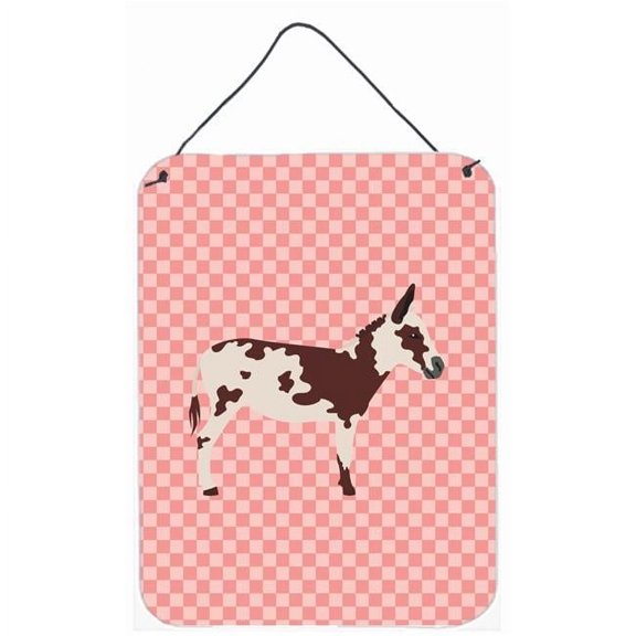 American Spotted Donkey Pink Check Wall or Door Hanging Prints - Pink - 12 x 16 in.