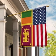 USA Sri Lanka Friendship Memorial Day Patriotic Lankan House Flag, Double-Sided Outdoor Yard Decor 29.5 x 39.5 Inch