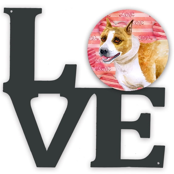 American Staffordshire Love Metal Wall Artwork LOVE