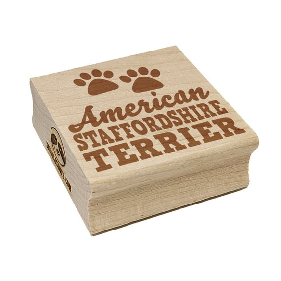 American Staffordshire Terrier Dog Paw Prints Fun Text Square Rubber Stamp Stamping Scrapbooking Crafting - Medium 1.75in