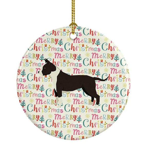 American Staffordshire Terrier Merry Christmas Ceramic Ornament 2.8 in x 2.8 in