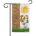 thumbnail image 1 of American Staffordshire Terrier Spring Summer Welcome Garden Flag Watercolor Dog Hides Behind a Tree Sun Outside Yard Decor Flag Banner 12.5X18 Inch Double Side, 1 of 6
