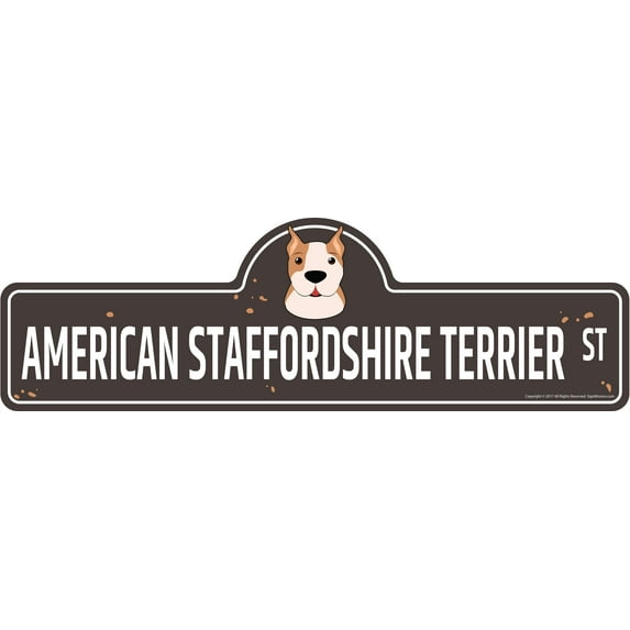 American Staffordshire Terrier Street Sign | Indoor/Outdoor | Dog Lover Funny Home Décor for Garages, Living Rooms, Bedroom, Offices | SignMission personalized gift | 18" Wide