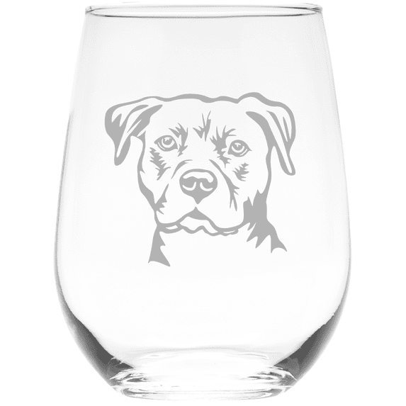 C&M Personal Gifts 17 oz American Staffordshire Terrier Dog Stemless Wine Glass