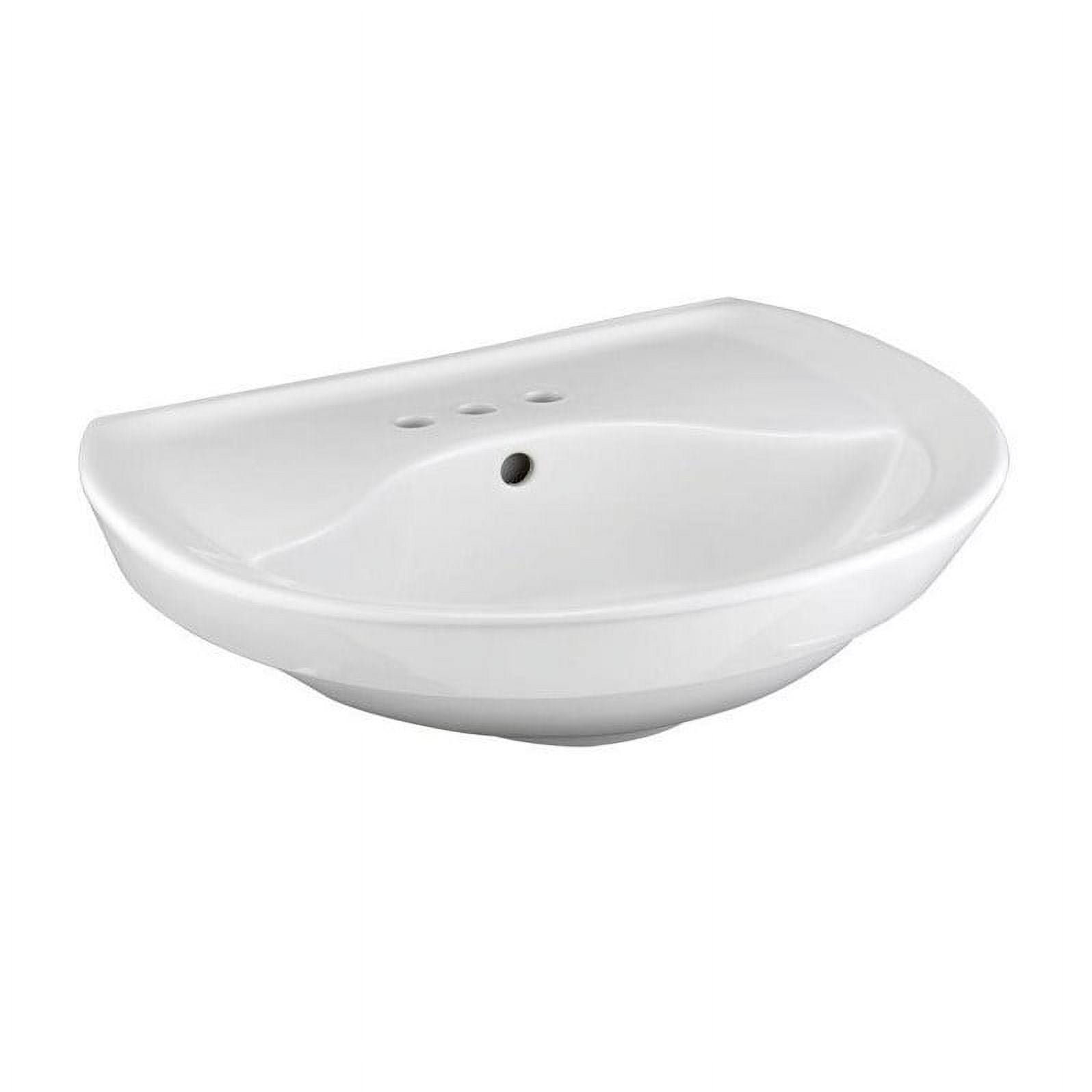 White Ceramic Pedestal Bathroom Sink with Chrome Stand