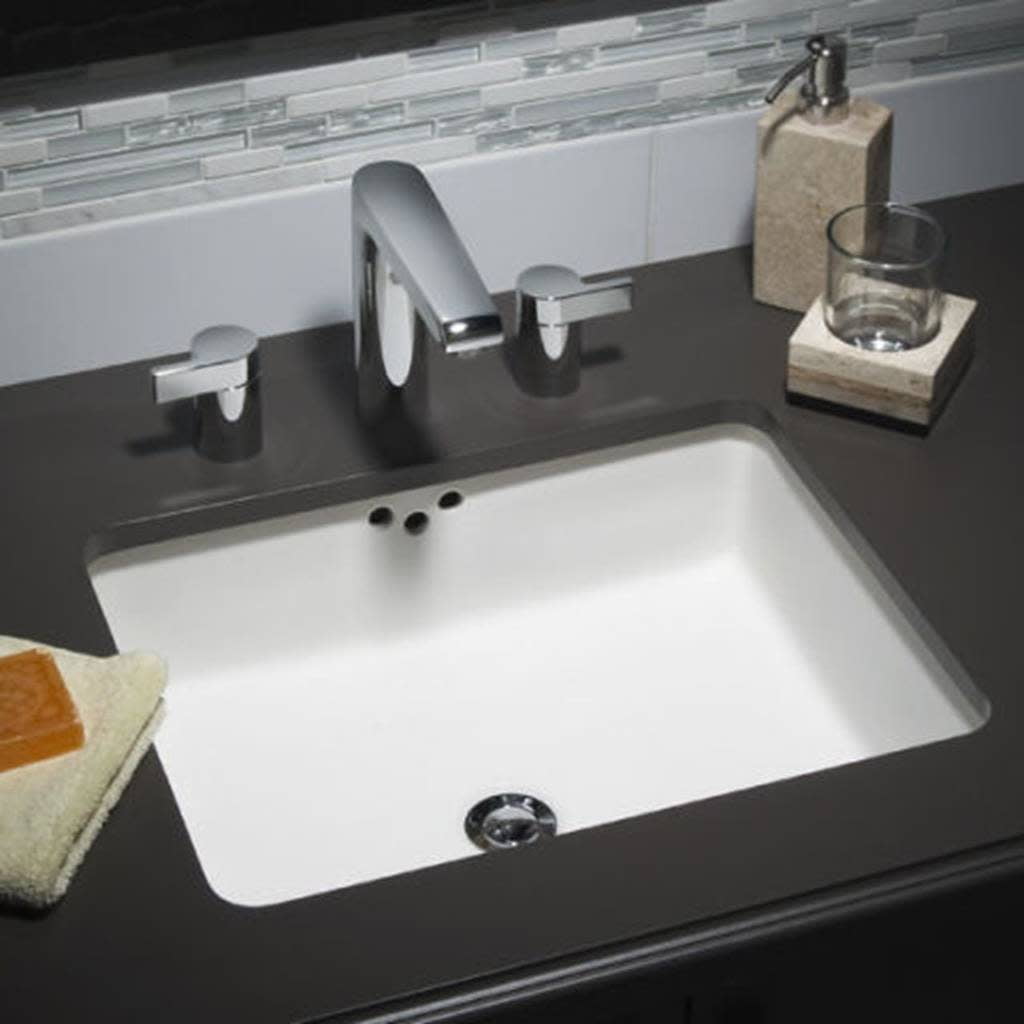 White Rectangular Ceramic Undermount Bathroom Sink