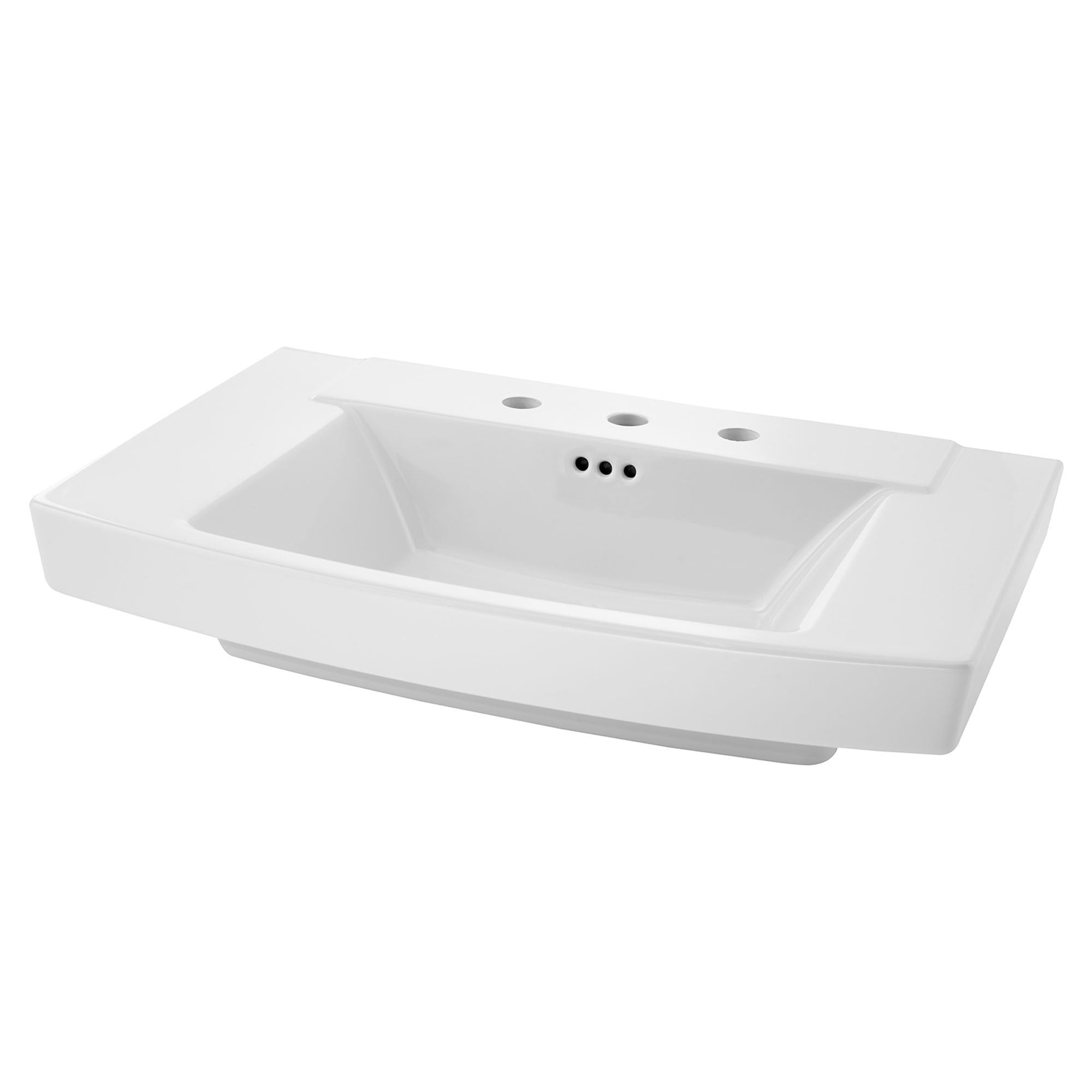 White Fireclay 30'' Rectangular Pedestal Bathroom Sink