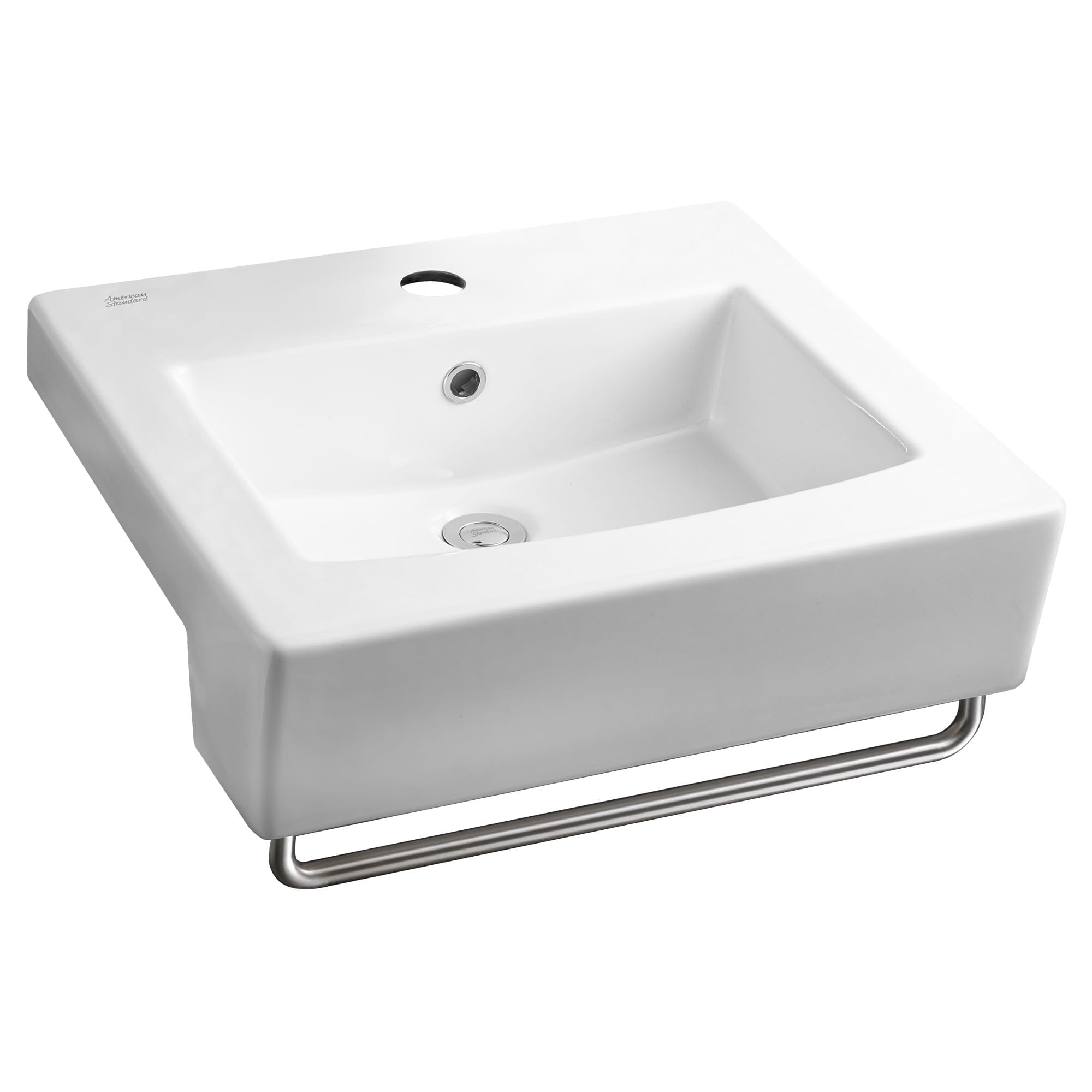 White Ceramic Rectangular Drop-In Bathroom Sink with Overflow