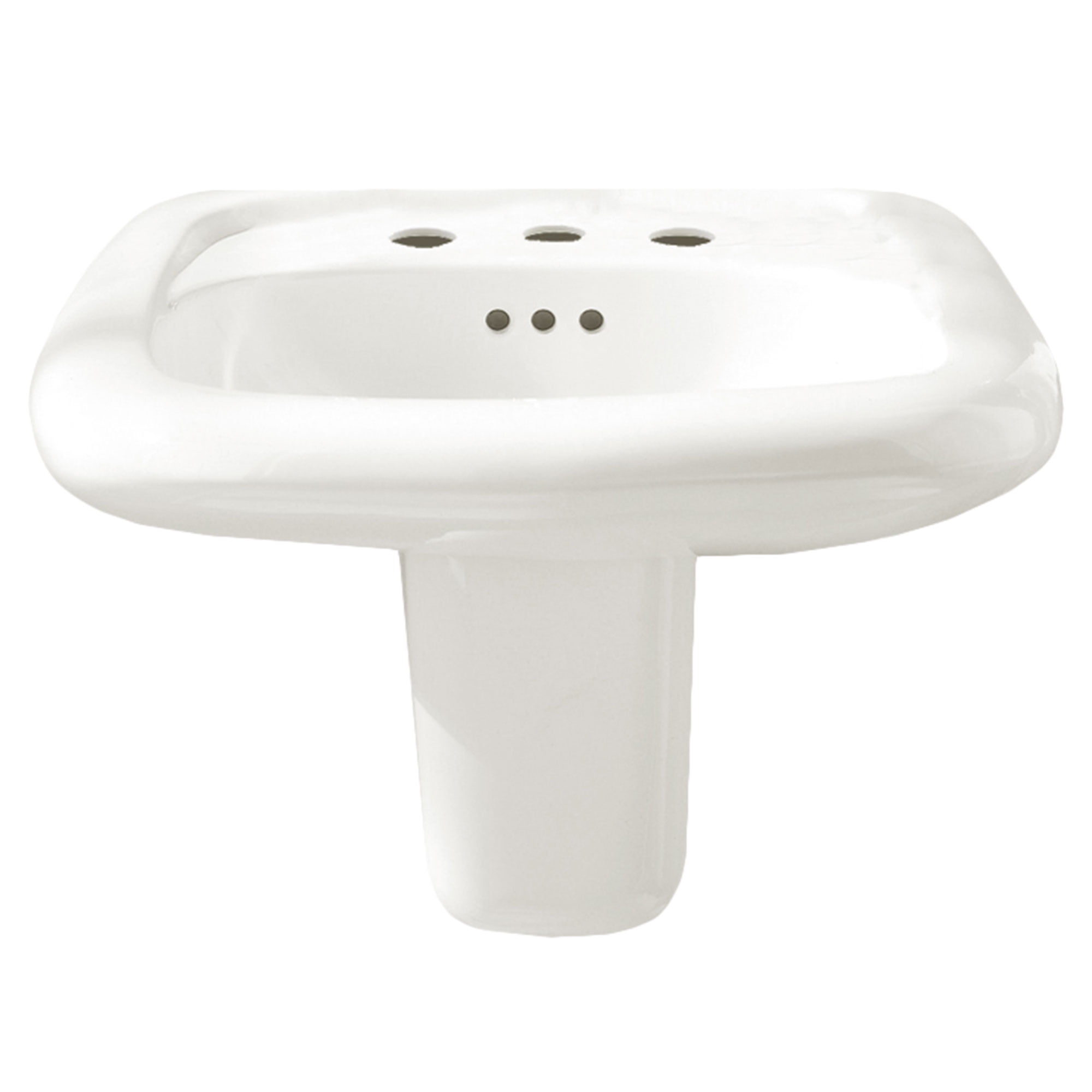 White Ceramic Wall-Mounted Rectangular Bathroom Sink