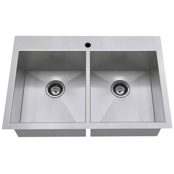 American Standard 18Db.9332211 Edgewater 33" Double Basin Stainless Steel Kitchen Sink For