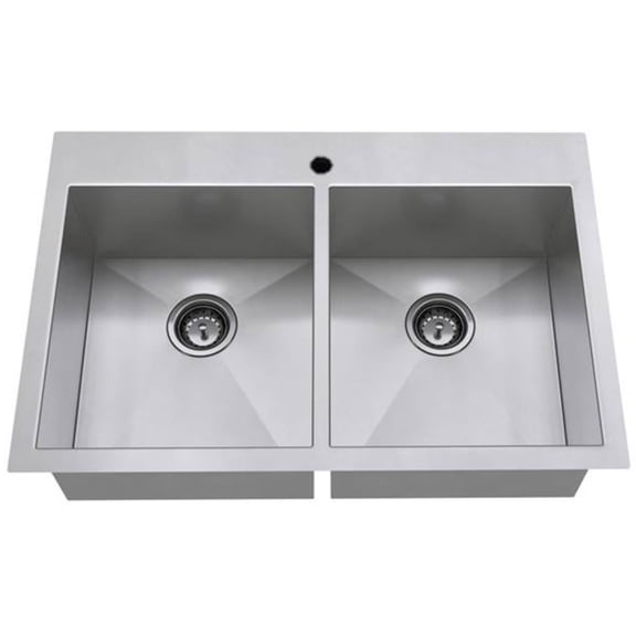 American Standard 18Db.9332211 Edgewater 33" Double Basin Stainless Steel Kitchen Sink For