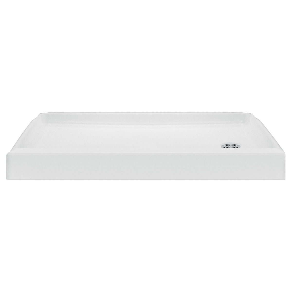 Studio Arctic White Rectangular Acrylic Shower Base with Right Drain