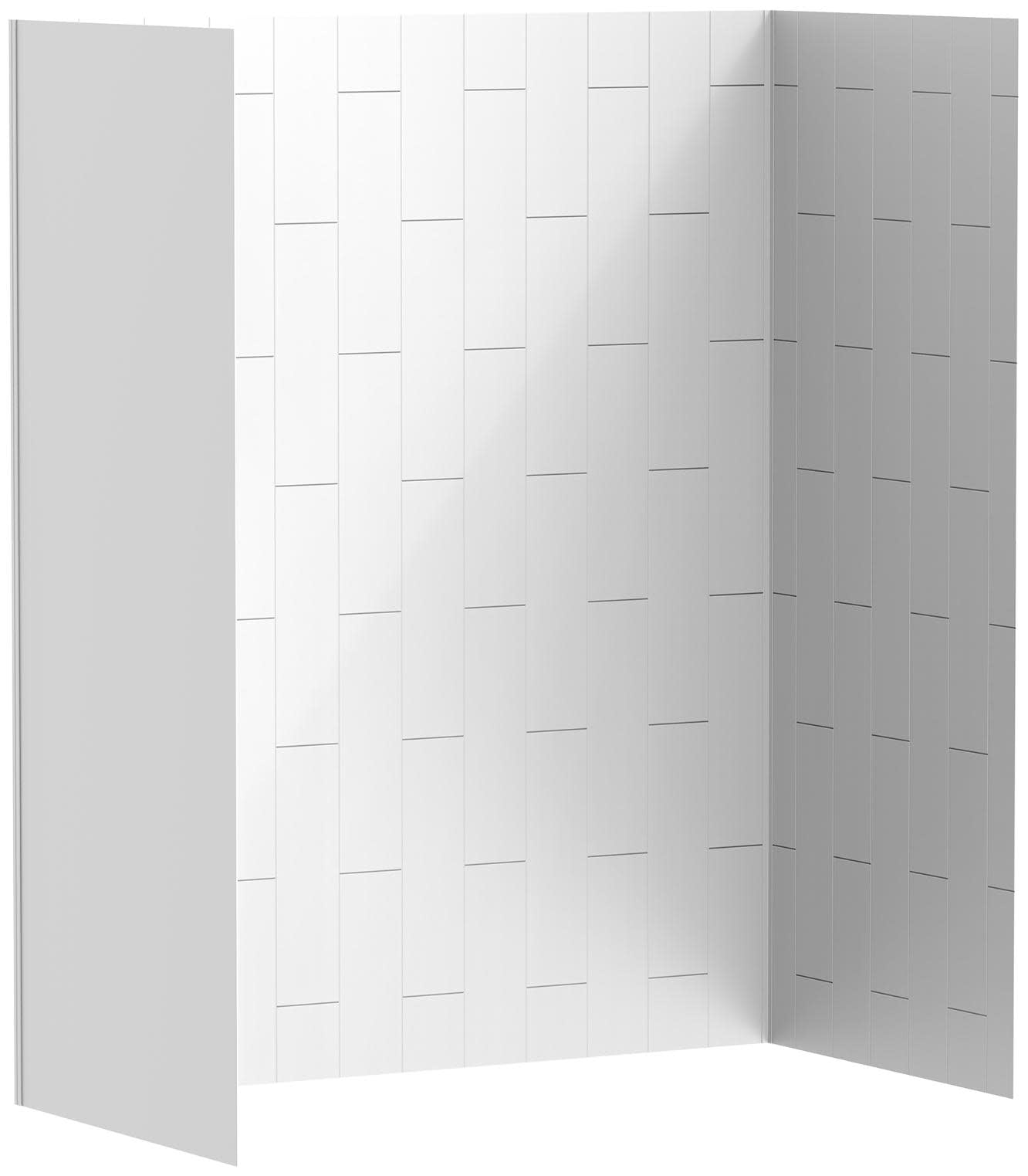 White Glossy Tile 72" Bathtub Wall Panels