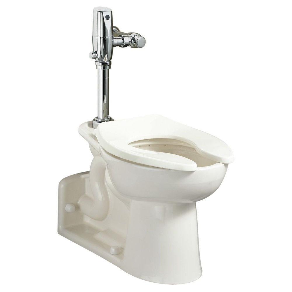 White Elongated One-Piece Toilet with Chrome Flush Valve