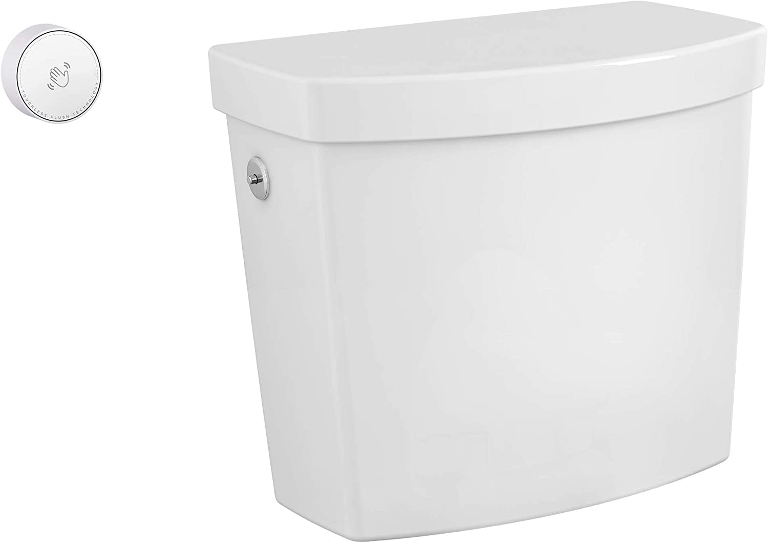 White Ceramic Elongated Toilet Tank with Touchless Flush
