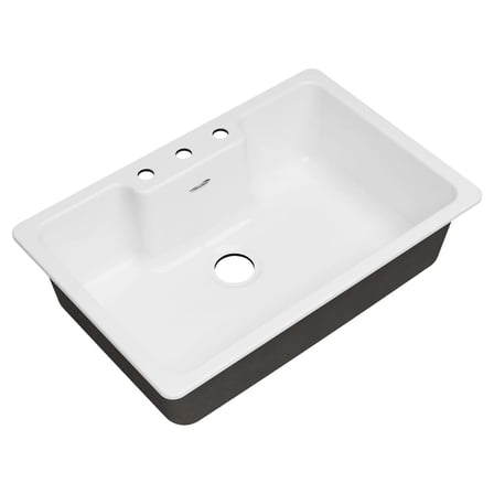 American Standard Quince 33 x 22 Single Bowl Cast Iron Kitchen Sink- 3 Holes