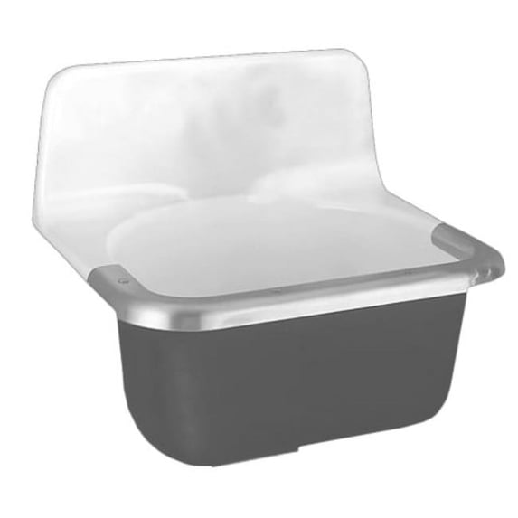 American Standard 7692.000 Lakewell Enameled Cast Iron Service Sink with Plain Back and Rim Guard Faucet Not Included
