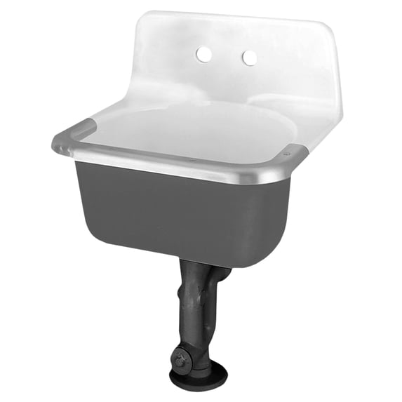 American Standard Akron Enameled Cast Iron Service Sink with 8 in Centers and Rim Guard in White