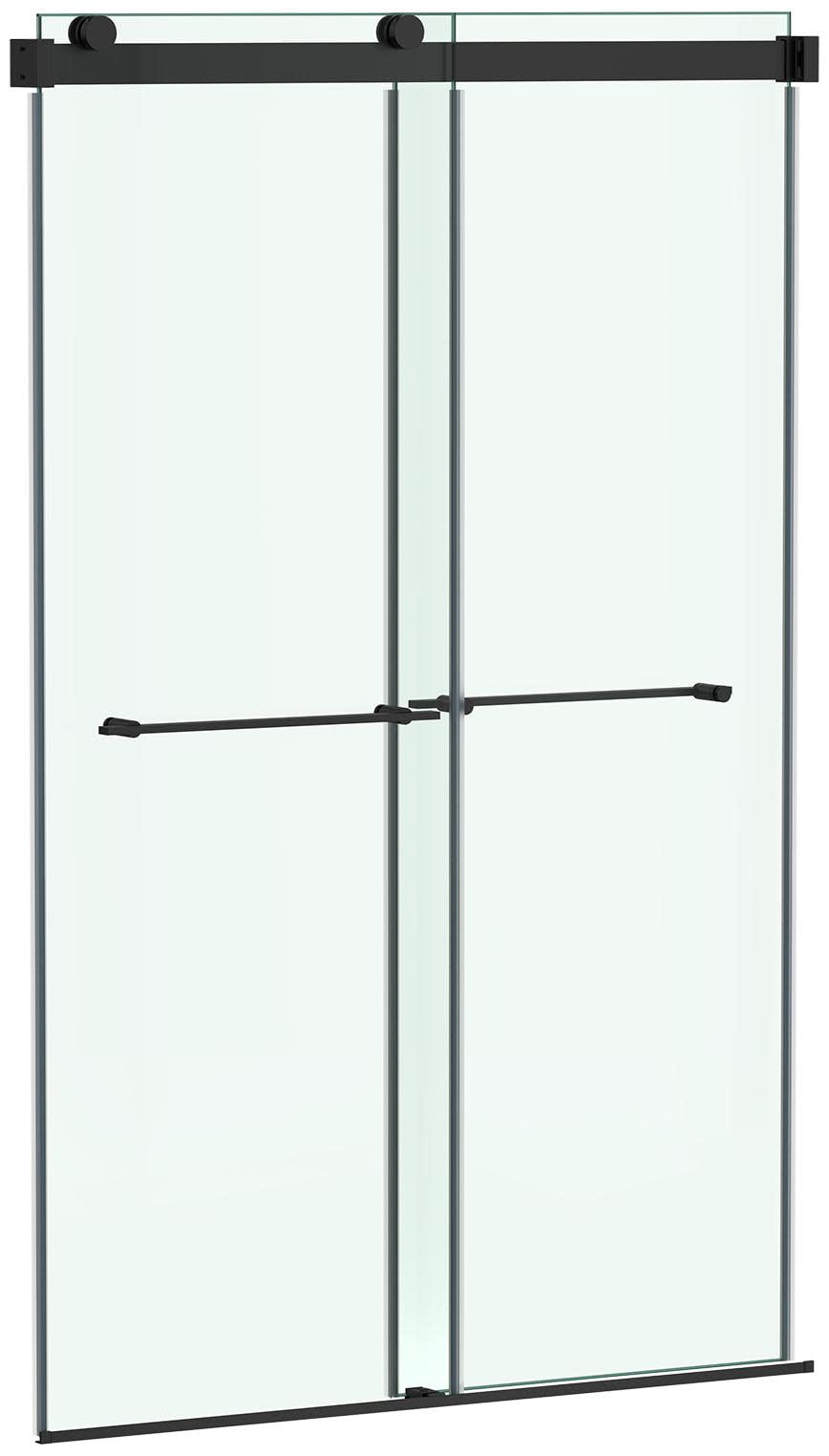 Matte Black Frameless Sliding Shower Door with Tempered Glass