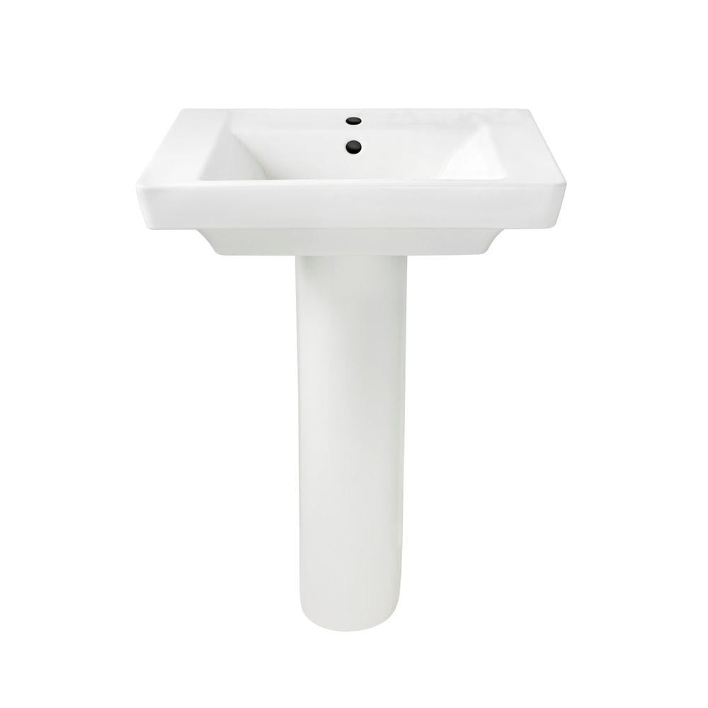 American Standard Boulevard Pedestal Sink with Single Faucet Hole in White