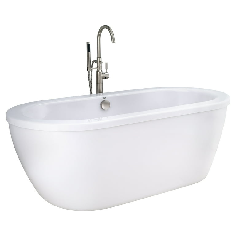 Cadet 5.5 ft. Acrylic Flatbottom Freestanding Bathtub in Artic White with Brushed Nickel Drain and Filler Cadet 5.5 ft. Acrylic Flatbottom Freestanding Bathtub in Artic White with Brushed Nickel Drain and Filler