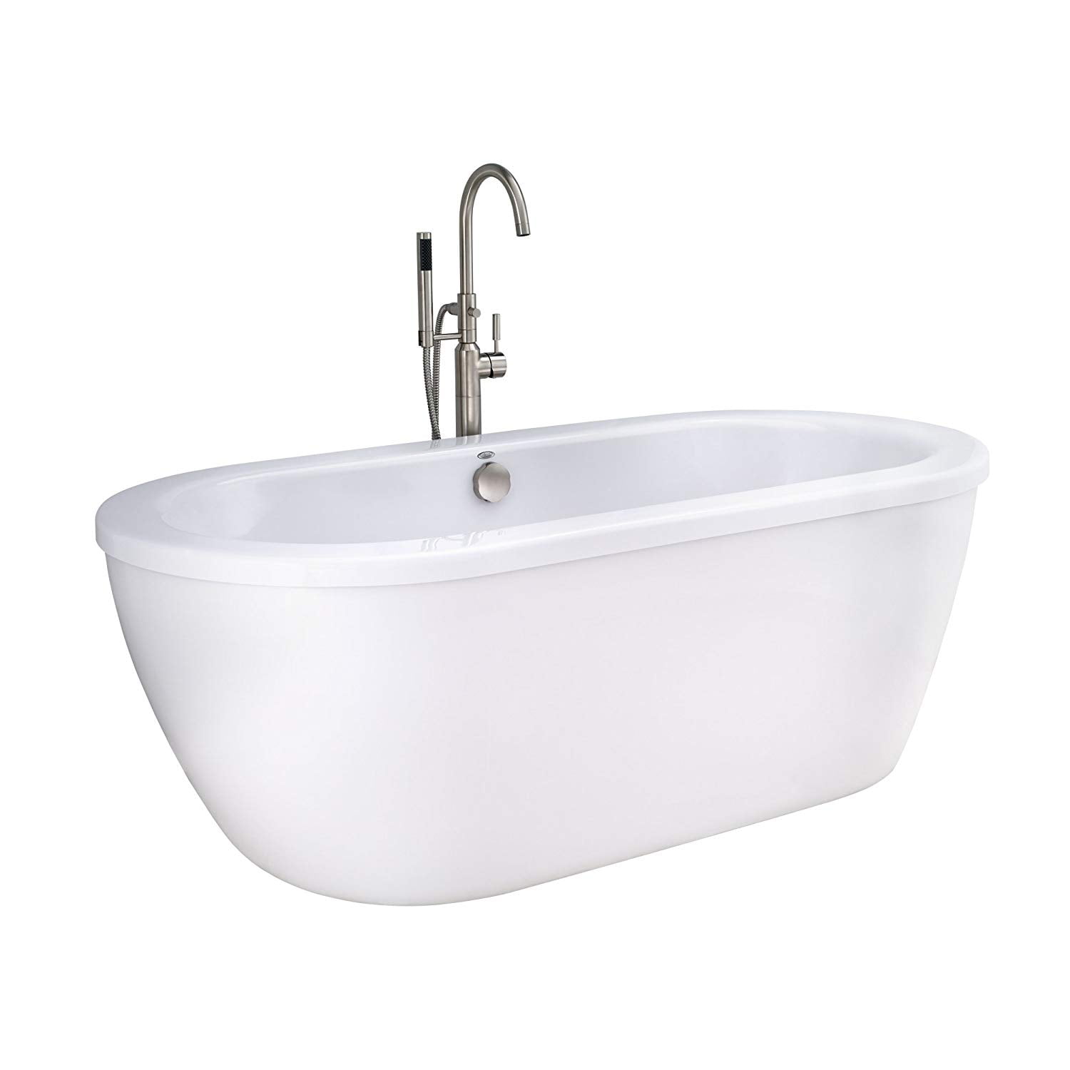 Cadet 66'' Arctic White Acrylic Freestanding Soaking Bathtub