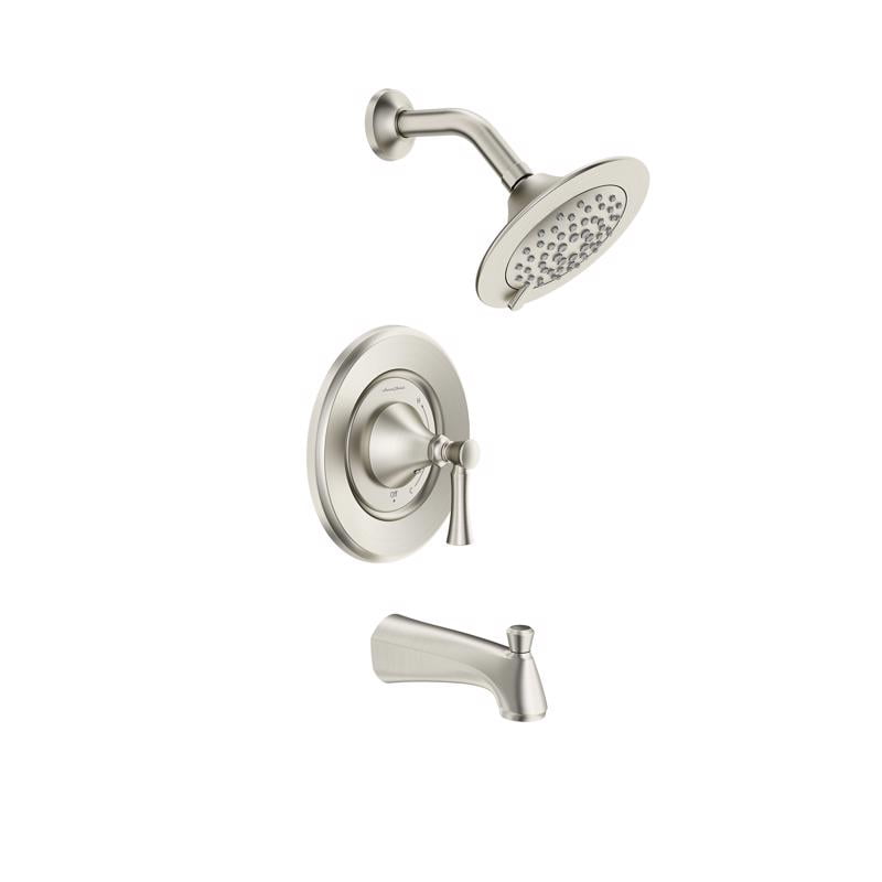 Brushed Nickel Wall Mounted Tub and Shower Faucet Set