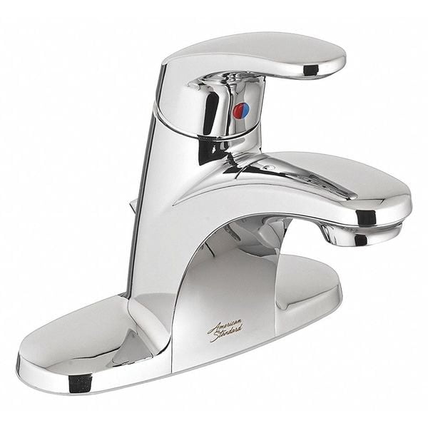 Polished Chrome Single-Handle Bathroom Sink Faucet with Grid Drain