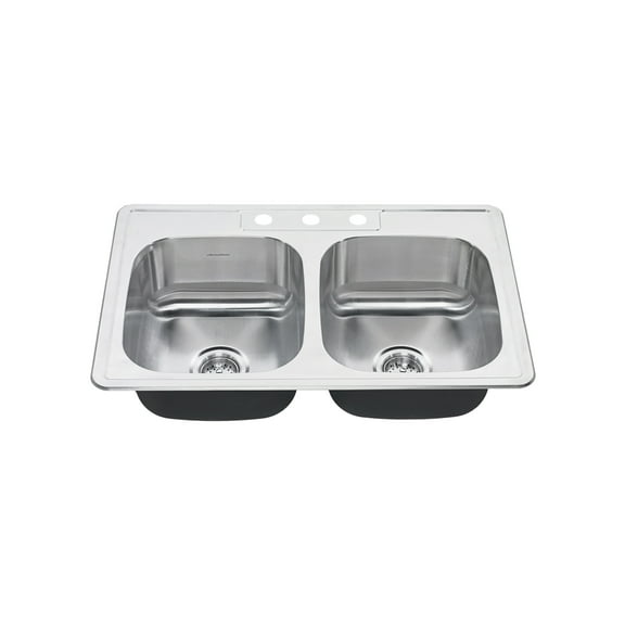 American Standard Colony Pro Drop-In Stainless Steel 32.36 in. 3-Hole Double Bowl Kitchen Sink Kit