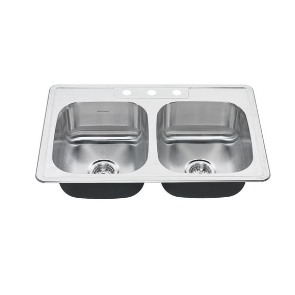 American Standard Colony Pro Drop-In Stainless Steel 33 in. 3-Hole Double Bowl Kitchen Sink Kit